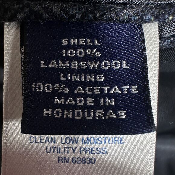 LANDS END Vintage Mans Blazer Sport coat Two button jacket 42R TWEED WOOL Navy - Picture 12 of 13